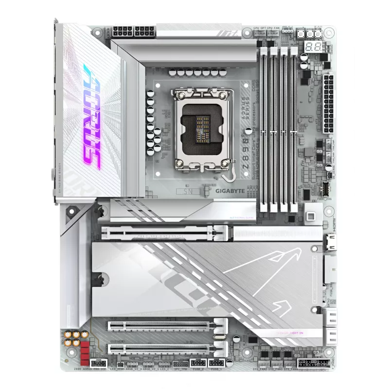 Motherboard GIGABYTE Z890 AORUS PRO ICE — Intel Z890, LGA 1851, ATX, DDR5, 4x DIMM, 4x M.2, 2.5Gb LAN, Wi‑Fi