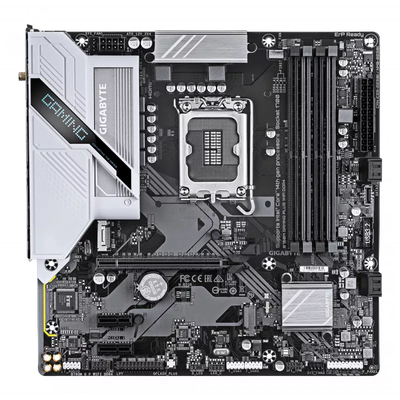 GIGABYTE B760M GAMING PLUS WIFI DDR4 Motherboard - Supports 14th Gen. Intel Core CPUs, 4+1+1 phases VRM, up to 5333MHz DDR4 (OC), 2xPCIe 4.0 M.2, Wi-Fi 6, 1 GbE LAN, USB 3.2 Gen 1