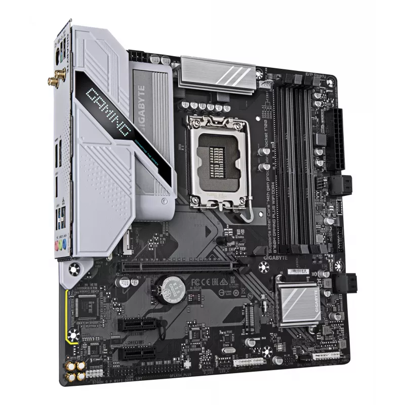 GIGABYTE B760M GAMING PLUS WIFI DDR4 Motherboard - Supports 14th Gen. Intel Core CPUs, 4+1+1 phases VRM, up to 5333MHz DDR4 (OC), 2xPCIe 4.0 M.2, Wi-Fi 6, 1 GbE LAN, USB 3.2 Gen 1