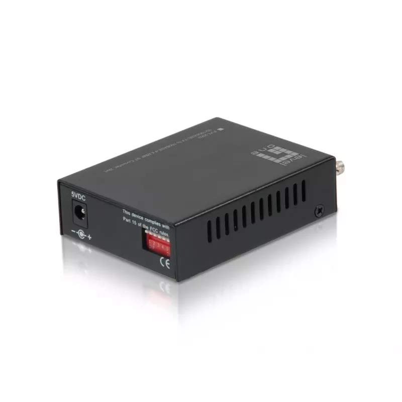 LevelOne RJ45 to ST Fast Ethernet Media Converter, Multi-Mode Fiber, 2km