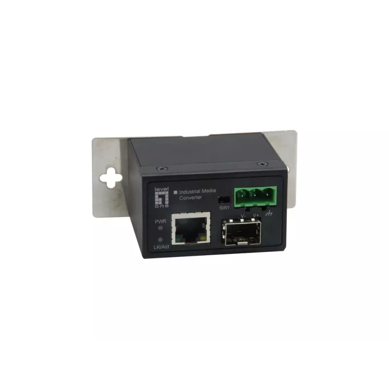 LevelOne RJ45 to SFP Fast Ethernet Industrial Media Converter, -40°C to 75°C