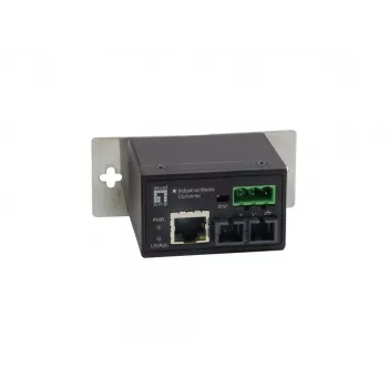 LevelOne RJ45 to ST Fast Ethernet Industrial Media Converter, Multi-Mode Fiber, 2km, -40°C to 75°C