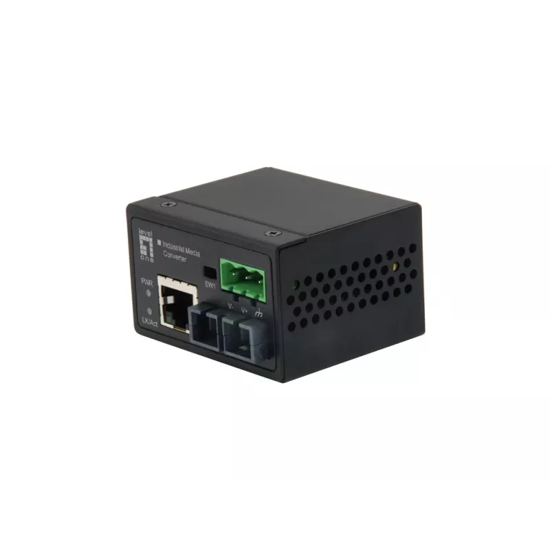 LevelOne RJ45 to ST Fast Ethernet Industrial Media Converter, Multi-Mode Fiber, 2km, -40°C to 75°C