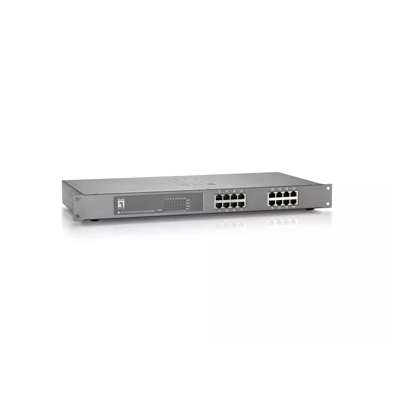 LevelOne 16-Port Fast Ethernet PoE Switch, 802.3at/af PoE, 150W