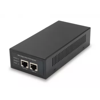 LevelOne Gigabit PoE Injector, 60W, 802.3at/af PoE, Gigabit Ethernet, 10,100,1000 Mbit/s, IEEE 802.3af, IEEE 802.3at, IEEE 802.3bt, Black, Power, 60 W