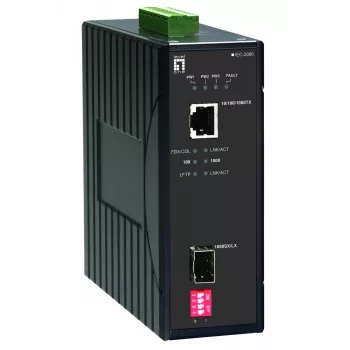 LevelOne RJ45 to SFP Gigabit Industrial Media Converter, -40°C to 75°C