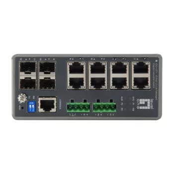 LevelOne TURING 12-Port L3 Lite Managed Gigabit Industrial Switch, 4 x SFP, DIN-Rail, -40°C to 75°C