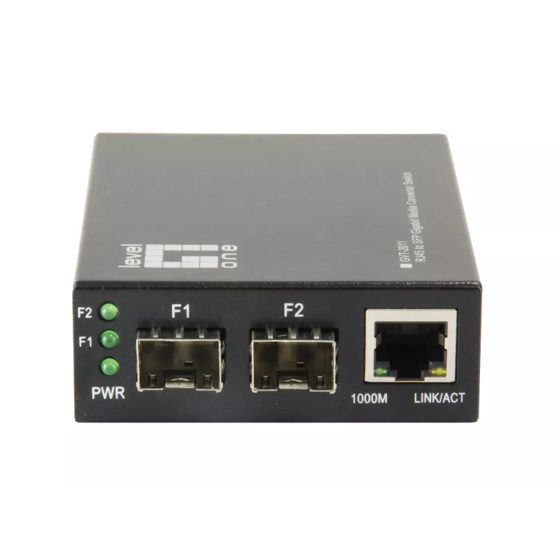LevelOne RJ45 to SFP Gigabit Media Converter Switch, 2 x SFP, 1 x RJ45