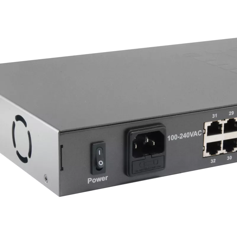 LevelOne 34-Port Fast Ethernet PoE Switch, 802.3at/af PoE, 32 PoE Outputs, 2 x Gigabit RJ45, 380W