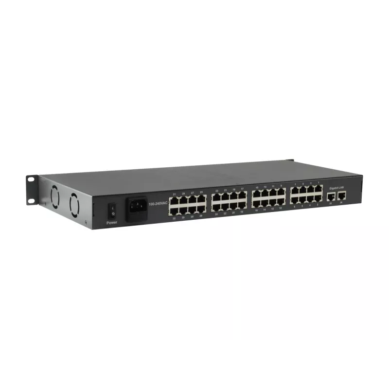 LevelOne 34-Port Fast Ethernet PoE Switch, 802.3at/af PoE, 32 PoE Outputs, 2 x Gigabit RJ45, 380W
