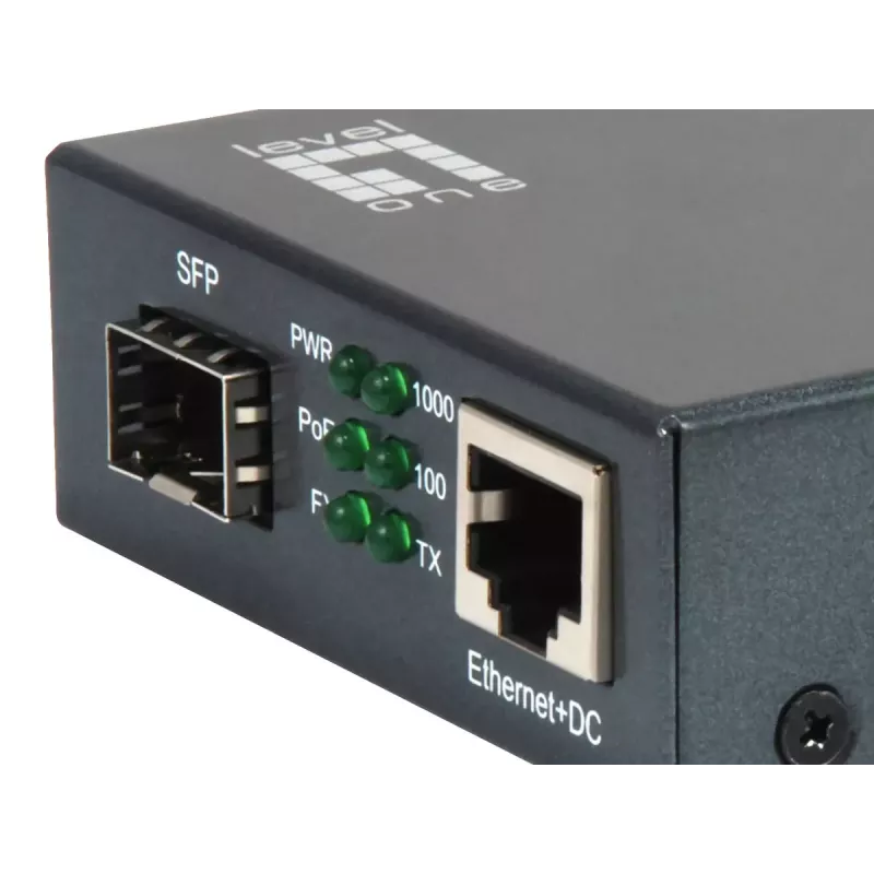 LevelOne RJ45 to SFP Gigabit Media Converter, PoE PSE