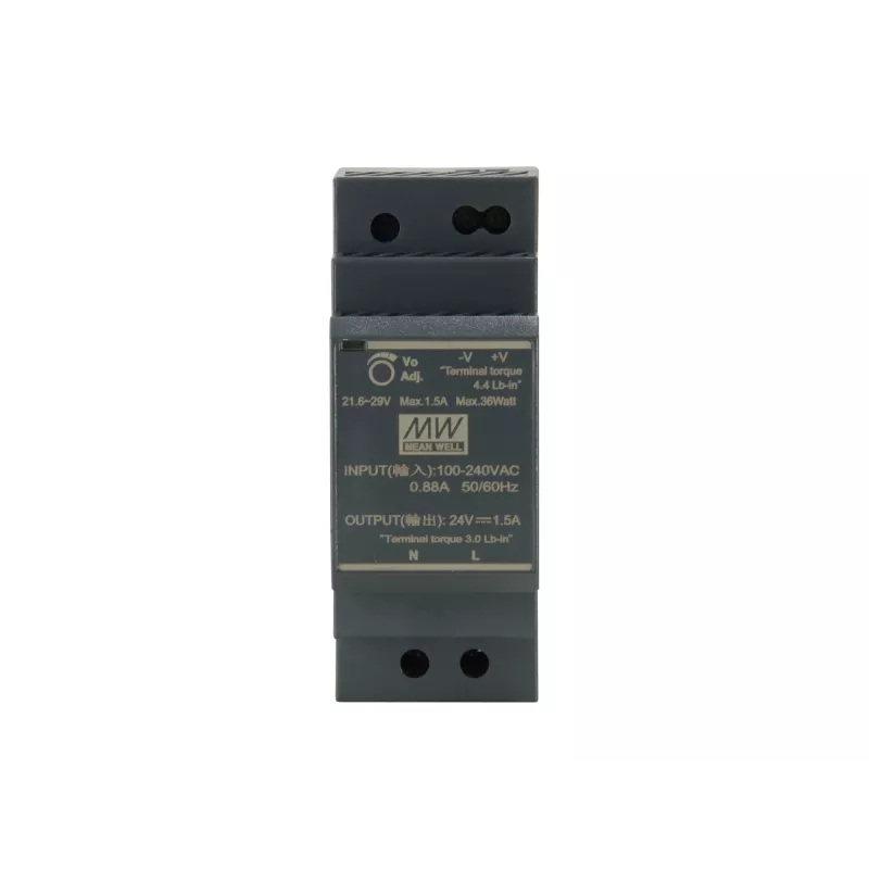 LevelOne 24V DC Industrial Power Supply, 30W, DIN-Rail