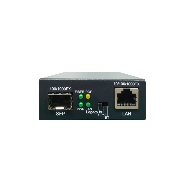 LevelOne RJ45 to SFP Gigabit Media Converter, 802.3bt 90W PoE PSE