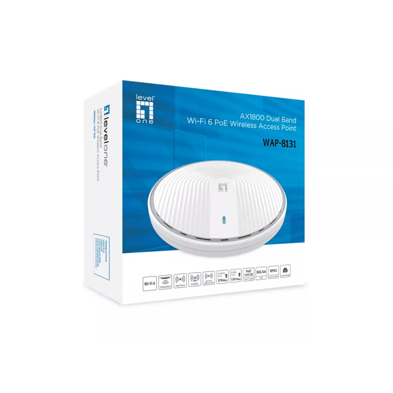 Wireless Access Point LevelOne AX1800 Dual Band Wi-Fi6 2.4GHz 5GHz