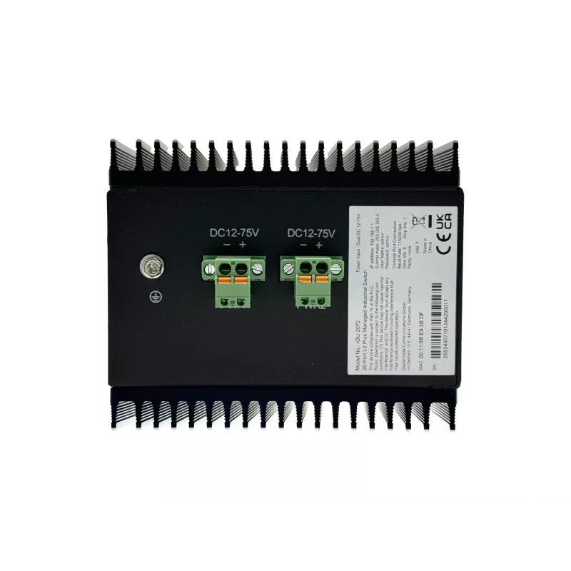 LevelOne 20-Port L2 Plus Managed Industrial Switch, 8 x 1GbE RJ45, 8 x 1GbE SFP, 4 x 1/2.5GbE SFP, DIN-Rail, -40°C to 80°C