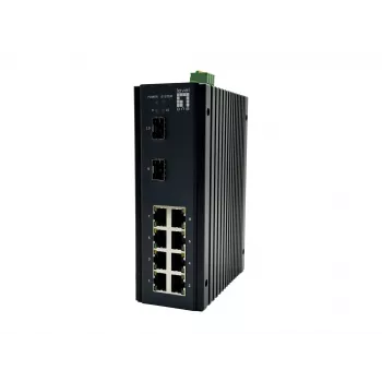 LevelOne 10-Port L2 Plus Managed Gigabit Industrial Switch, 8x 1GbE RJ45, 2x 1/2.5GbE SFP, DIN-Rail, -40°C to 75°C