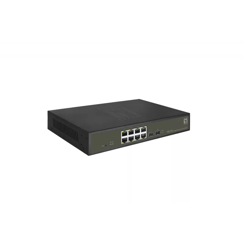 LevelOne Hilbert 10-Port Gigabit PoE Smart Lite Switch, 8 PoE Outputs, 2 x Gigabit SFP, 802.3at/af PoE, 130W PoE Power Budget