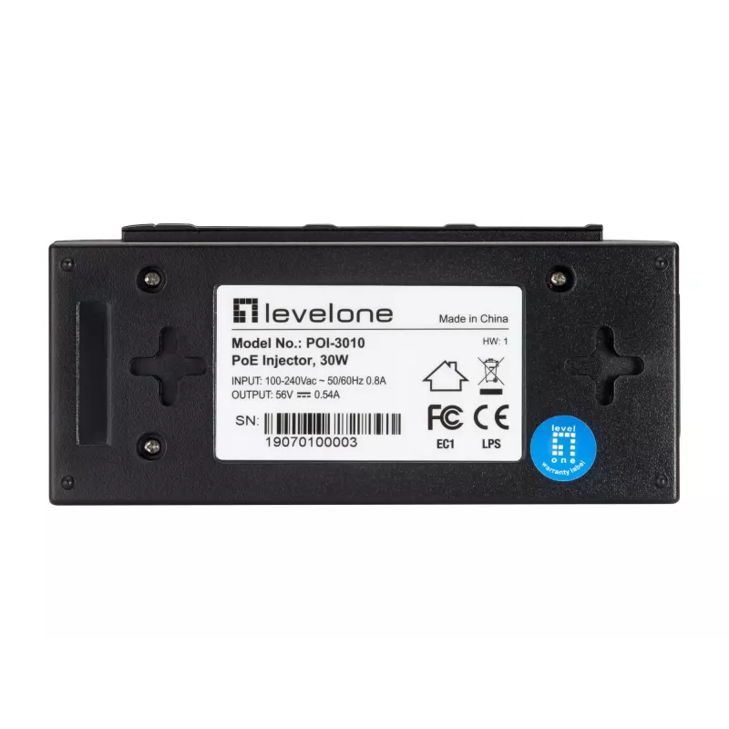 LevelOne POI-3010 PoE adapter Fast Ethernet, Gigabit Ethernet 52 V