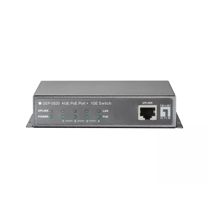 LevelOne 5-Port Gigabit PoE Switch, 61.6W, 802.3af PoE, 4 PoE Outputs, power adapter included