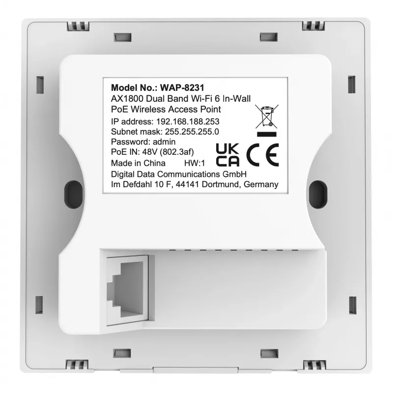 LevelOne AX1800 Dual Band Wi-Fi 6 In-Wall PoE Wireless Access Point