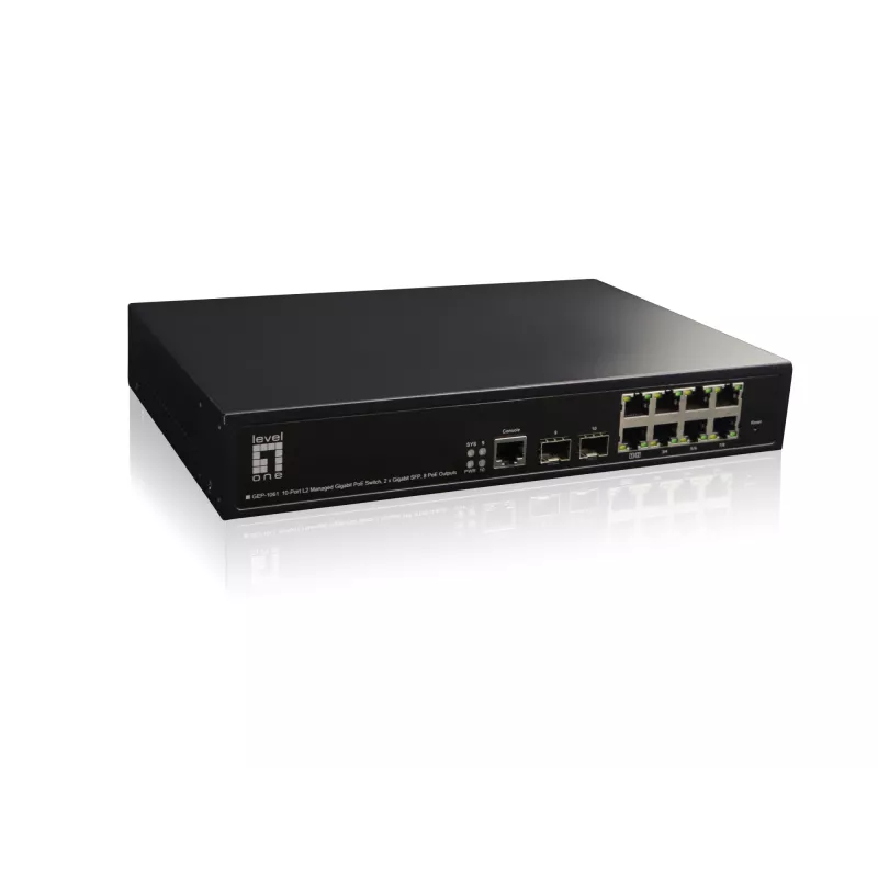 LevelOne KILBY 10-Port L2 Managed Gigabit PoE Switch, 2 x SFP, 802.3at/af PoE, 125W, 8 PoE Outputs