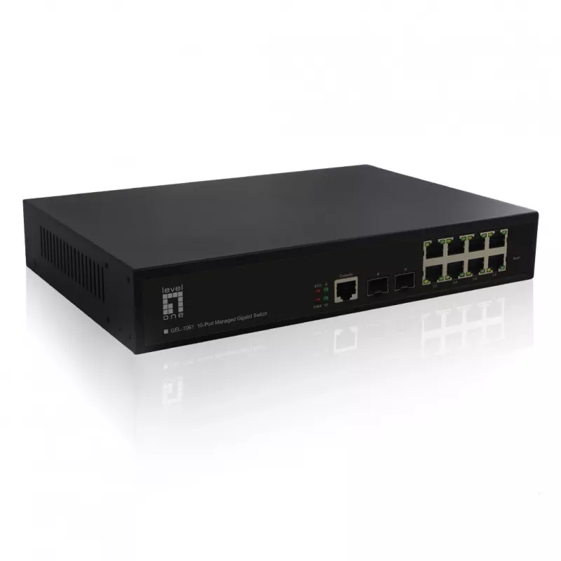 LevelOne KILBY 10-Port L2 Managed Gigabit Switch, 2 x SFP, Managed, L2, Gigabit Ethernet (10/100/1000), Rack mounting