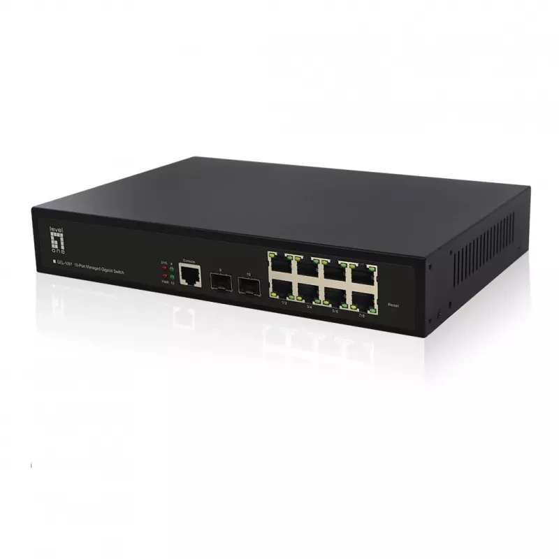 LevelOne KILBY 10-Port L2 Managed Gigabit Switch, 2 x SFP, Managed, L2, Gigabit Ethernet (10/100/1000), Rack mounting