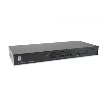 LevelOne 16-Port PS/2-USB VGA KVM Switch, 2048 x 1536 pixels, Rack mounting, 1U, Black