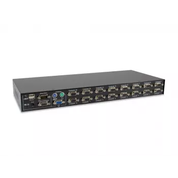 LevelOne 16-Port PS/2-USB VGA KVM Switch, 2048 x 1536 pixels, Rack mounting, 1U, Black