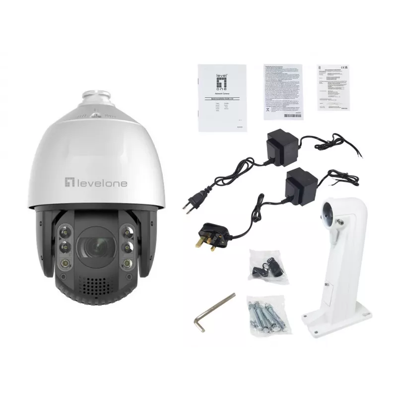 LevelOne FCS-4072 GEMINI PTZ IP Camera, 4-MP, 32x Zoom, H.265, IR 200M, Indoor/Outdoor