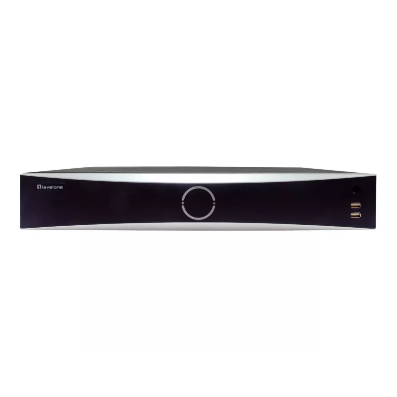 Network Video Recorder LEVELONE NVR-0411 — 32-channel, 4096×2160 max, 10 TB SATA, PoE 16 W/port, 17x RJ-45, USB 2x2