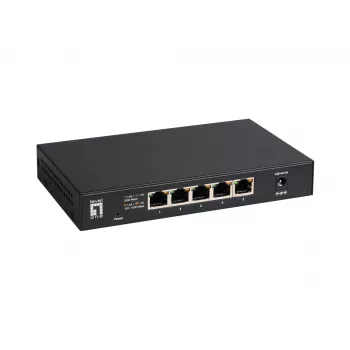 5-Port Unmanaged 2.5G Ethernet Switch LEVELONE GEU-0525 — 5× 2.5G RJ-45, unmanaged, 25 Gbit/s switching, wall-mountable