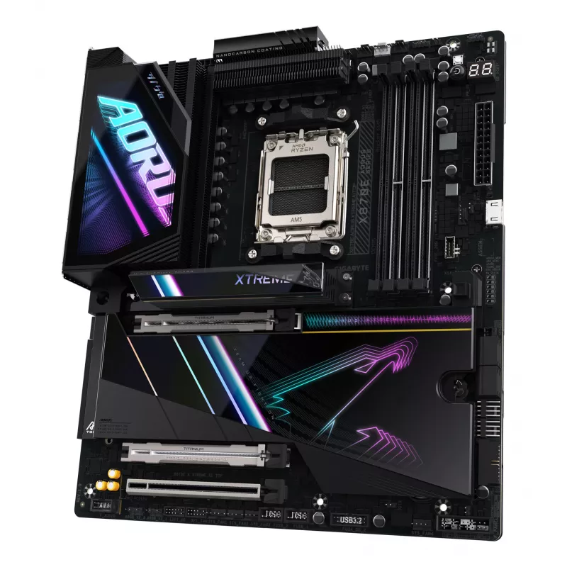 GIGABYTE X870E AORUS XTREME AI TOP Motherboard - Supports AMD Ryzen 9000 Series CPUs, 18+2+2 phases VRM, up to 8800MHz DDR5 (OC), 1xPCIe 5.0 M.2 + 3xPCIe 4.0 M.2, WI-FI 7, 10GbE LAN, USB 4