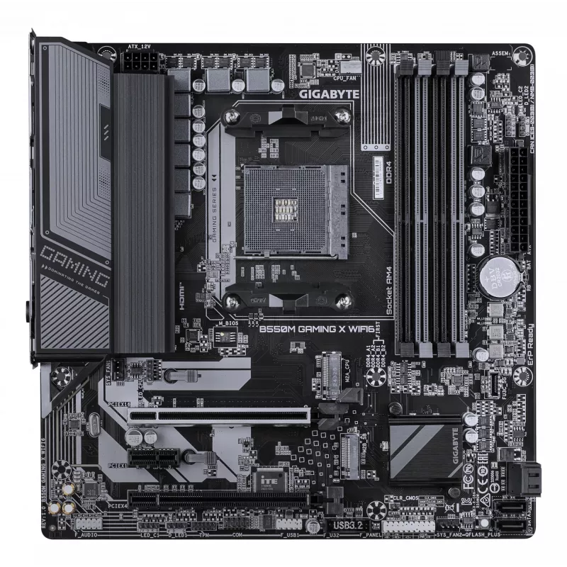 GIGABYTE B550M GAMING X WIFI6 Motherboard - AMD Ryzen 5000 CPUs, 5+3 Phases VRM, up to 3200MHz DDR4, 1xPCIe 4.0 + 1xPCIe 3.0 M.2, Wi-Fi 6, 1GbE LAN, USB 3.2 Gen 1
