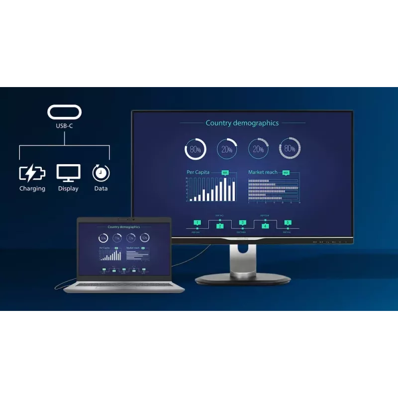 27 inch Full HD LCD monitor Philips 1000 series 27E1N1300AE/00 — 1920×1080, IPS, 100 Hz, USB-C PD 65W, speakers, VESA 100×100