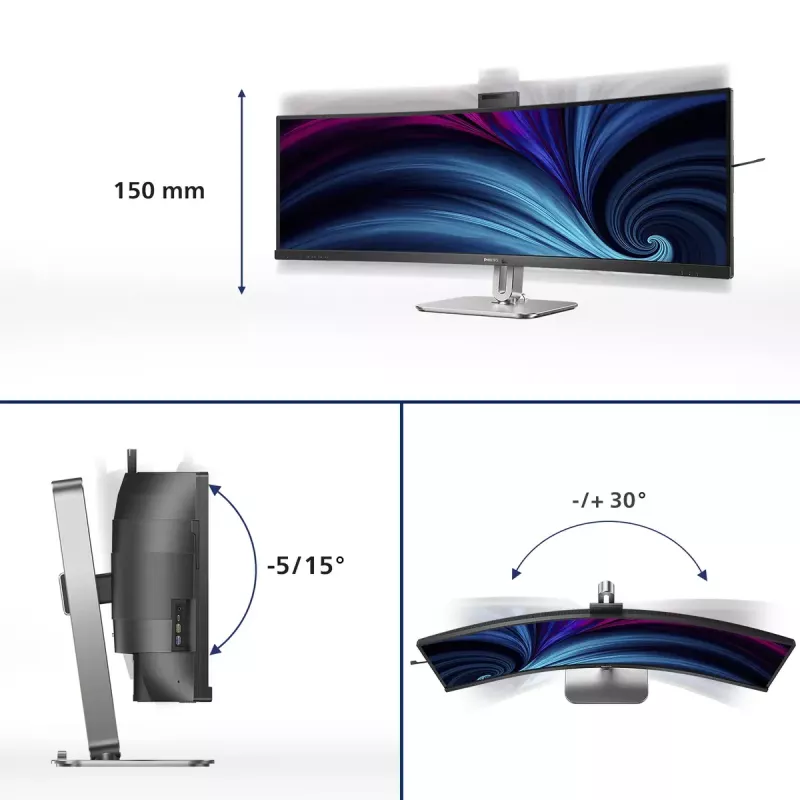 Philips 49B2U6903CH/00 computer monitor 124.5 cm (49 inch) 5120 x 1440 pixels Dual QHD LCD Grey