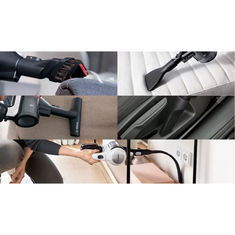 Bosch BSS711W stick vacuum/electric broom Battery Dry Bagless 0.3 L Black, Silver, White