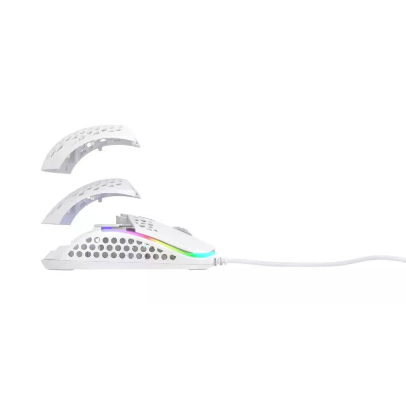 XTRFY M42 ambidextrous gaming mouse — optical sensor, 16,000 DPI, USB Type-A, white, RGB