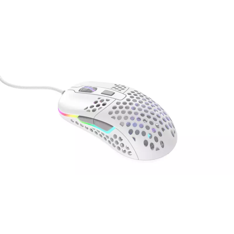 XTRFY M42 ambidextrous gaming mouse — optical sensor, 16,000 DPI, USB Type-A, white, RGB