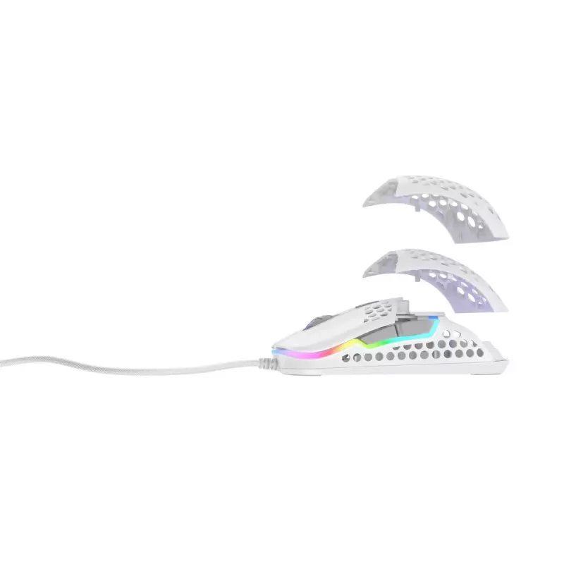 XTRFY M42 ambidextrous gaming mouse — optical sensor, 16,000 DPI, USB Type-A, white, RGB