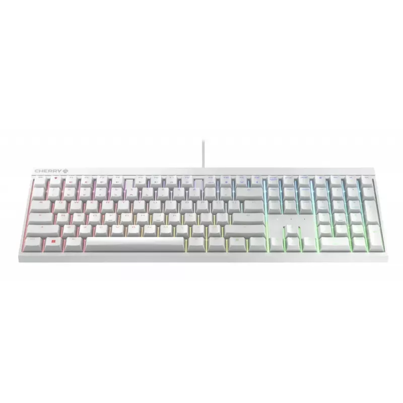Wired mechanical gaming keyboard Cherry MX 2.0S — Full-size (100%), QWERTZ German layout, RGB backlight, USB, White