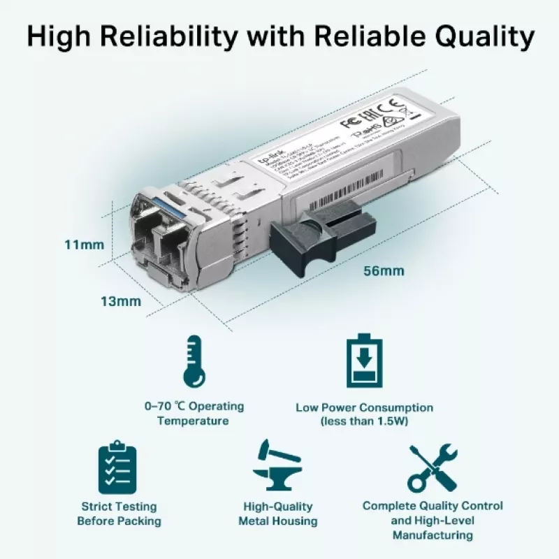 TP-Link SM5110-LR network transceiver module Fiber optic 10000 Mbit/s SFP+ 1310 nm