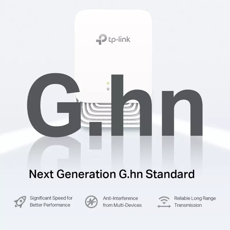 TP-Link G.hn1200 Powerline Kit, 607 Mbit/s, Gigabit Ethernet, 10,100,1000 Mbit/s, HomePlug AV2, 300 m, White