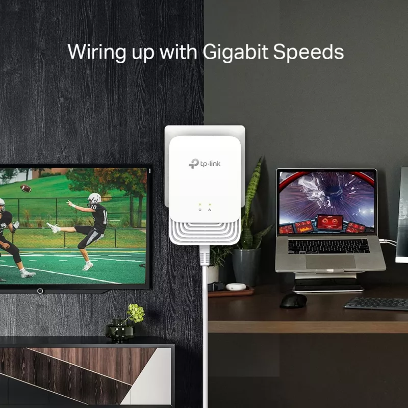 TP-Link G.hn1200 Powerline Kit, 607 Mbit/s, Gigabit Ethernet, 10,100,1000 Mbit/s, HomePlug AV2, 300 m, White