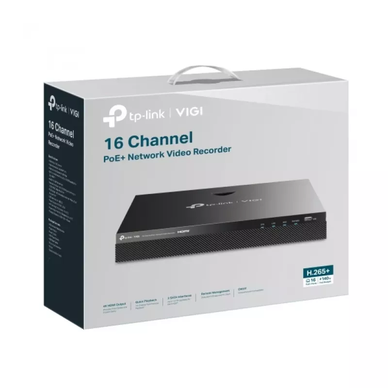 Network Video Recorder TP-Link VIGI 16-Channel PoE+ NVR, 4 TB HDD, 16× 3840×2160 input, 30W PoE per port