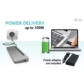 i-tec USB-C Metal Ergonomic 3x 4K Display Docking Station + Power Delivery 100 W