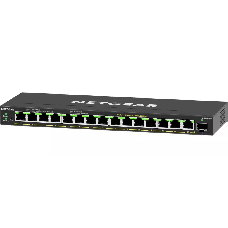 Managed Switch NETGEAR GS316EPP 16-Port PoE+ Gigabit Ethernet