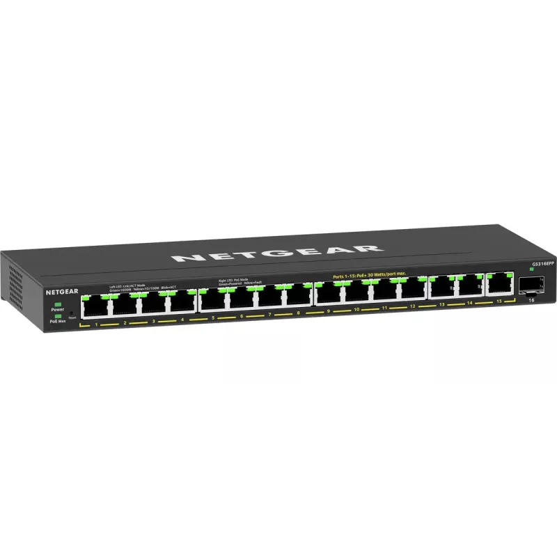Managed Switch NETGEAR GS316EPP 16-Port PoE+ Gigabit Ethernet