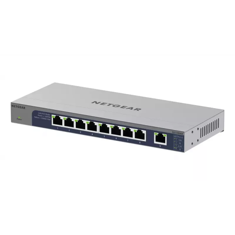 NETGEAR GS108MX-100EUS network switch Unmanaged L2 Gigabit Ethernet (10/100/1000) Desktop/Wall-Mounting