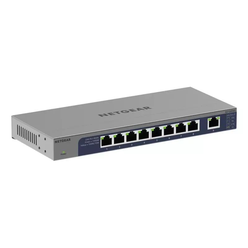 NETGEAR GS108MX-100EUS network switch Unmanaged L2 Gigabit Ethernet (10/100/1000) Desktop/Wall-Mounting